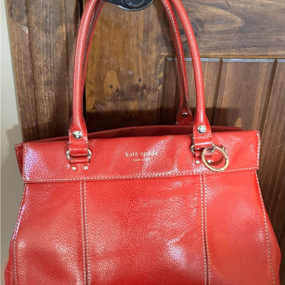 Kate Spade New York Red Leather Sachel Purse Size Medium